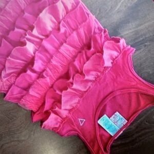 Playful ruffle vibrant fuchsia kid’s floral dress